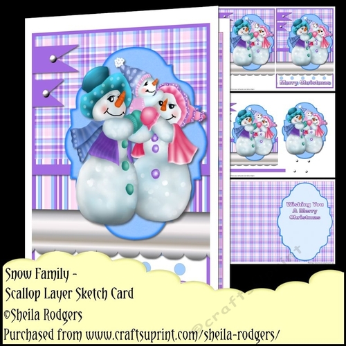 Scallop Layer Sketch Card - Snow Family