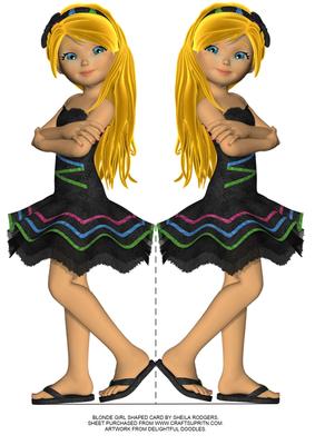 Blonde Girl Shaped Card
