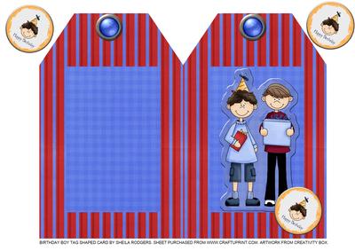 Birthday Boy Tag Shaped Card