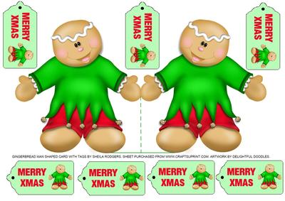 Gingerbread Man Shaped Card with Tags