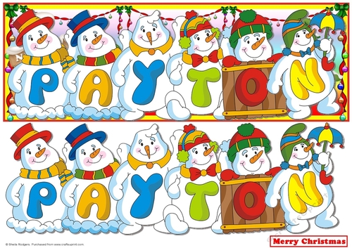 Snowmen Names Large DL - PAYTON