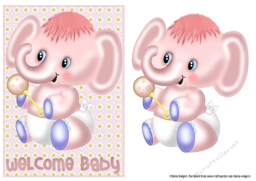 PINK ELEPHANT WELCOME BABY