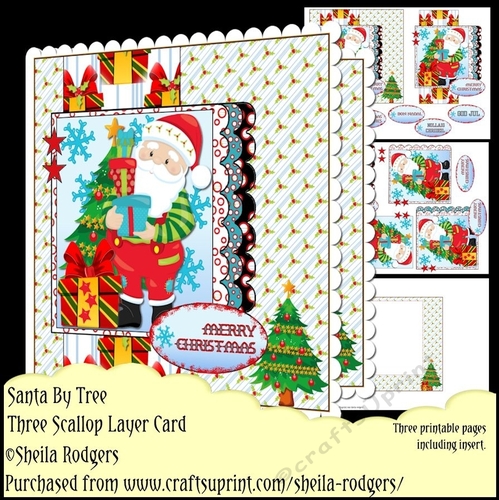 Three Scallop Layers - Santa By Tree
