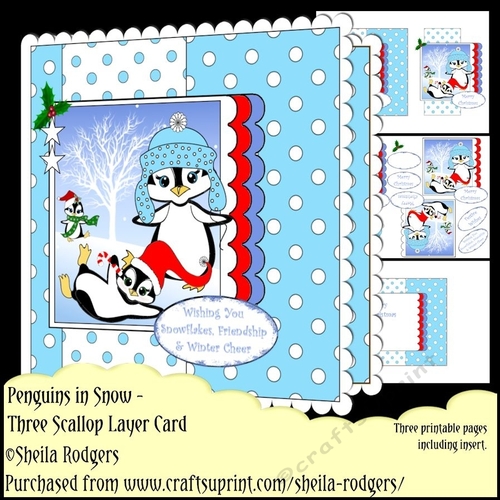 Three Scallop Layers - Penguins In Snow