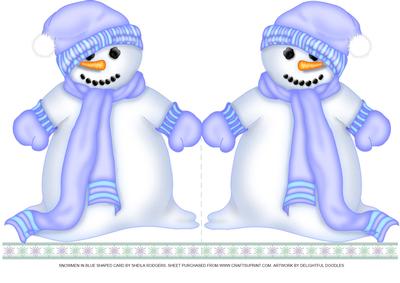Snowmen in Blue Shaped Card