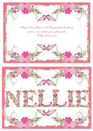 Floral Alphabet Name - Nellie