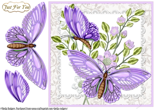 Large Butterflies - Lavender