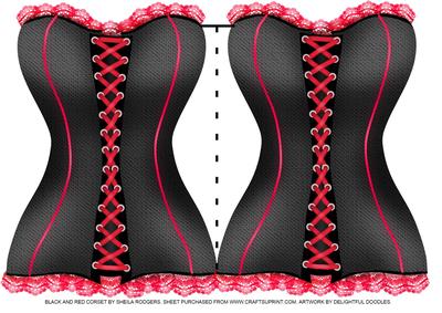 Black and Red Corset Shaped Card