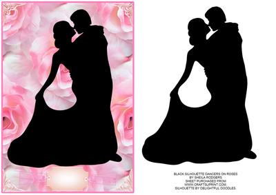 Black Silhouette Dancers on Roses