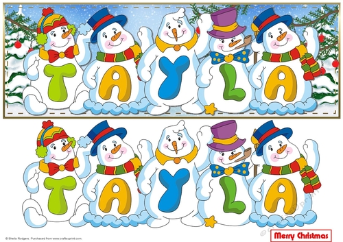 Snowmen Names Large DL - TAYLA