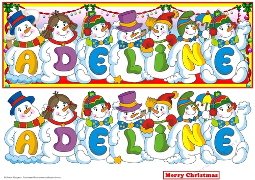 SNOWMEN NAMES LARGE DL - ADELINE