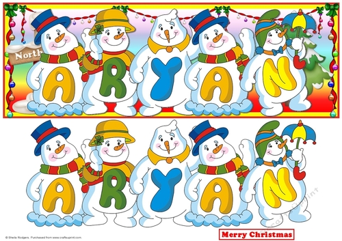 SNOWMEN NAMES LARGE DL - ARYAN