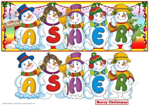 SNOWMEN NAMES LARGE DL - ASHER
