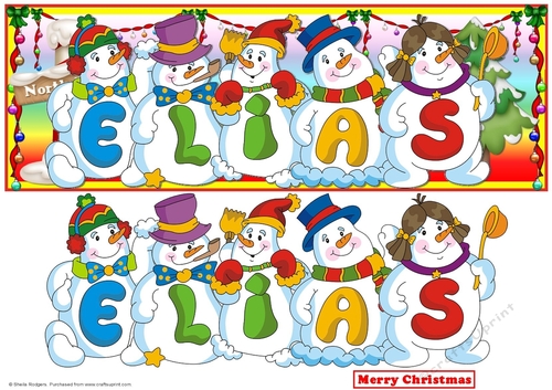 SNOWMEN NAMES LARGE DL - ELIAS