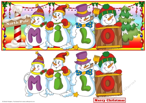 SNOWMEN NAMES LARGE DL - MILO