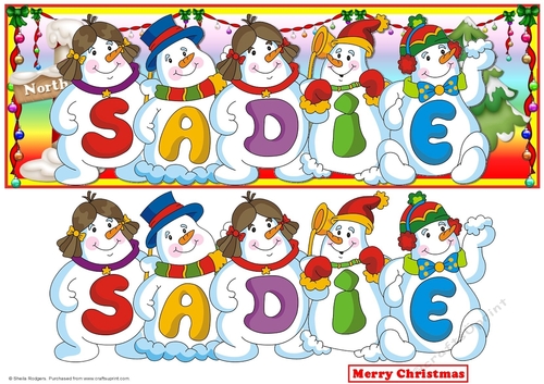 SNOWMEN NAMES LARGE DL - SADIE