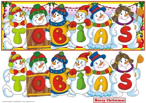 SNOWMEN NAMES LARGE DL - TOBIAS