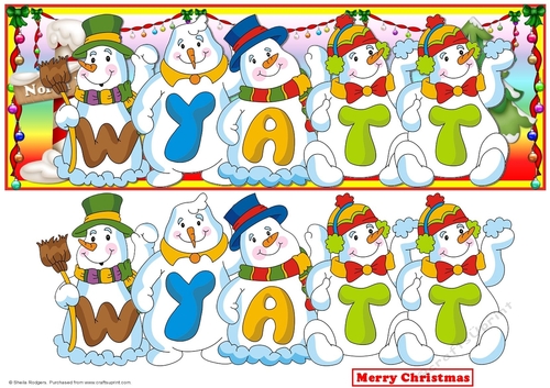 SNOWMEN NAMES LARGE DL - WYATT