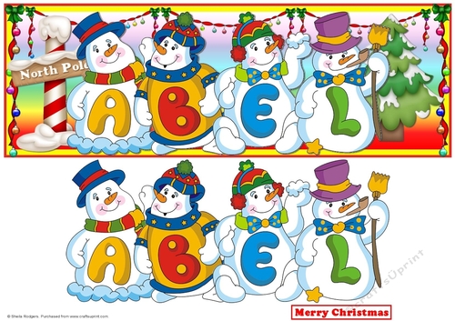SNOWMEN NAMES LARGE DL - ABEL