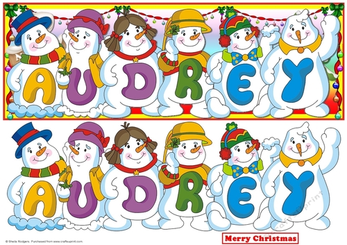 SNOWMEN NAMES LARGE DL - AUDREY