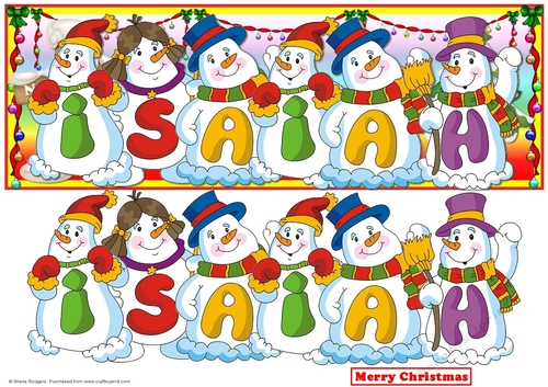 SNOWMEN NAMES LARGE DL - ISAIAH