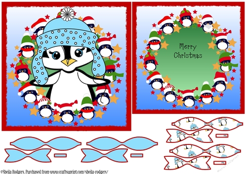 PEEK A BOO PENGUIN 2 CARD, INSERT AND BOWS