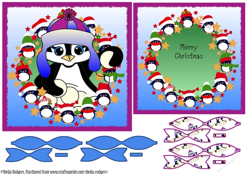 PEEK A BOO PENGUIN 3 CARD, INSERT AND BOWS