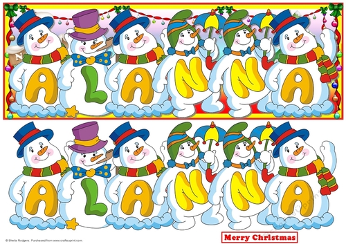 SNOWMEN NAMES LARGE DL - ALANNA