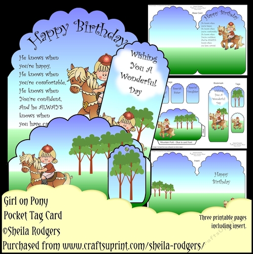 Pocket Tag Card - Girl on Pony