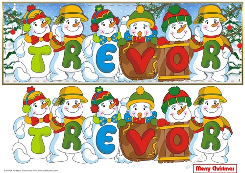 SNOWMEN NAMES LARGE DL - TREVOR
