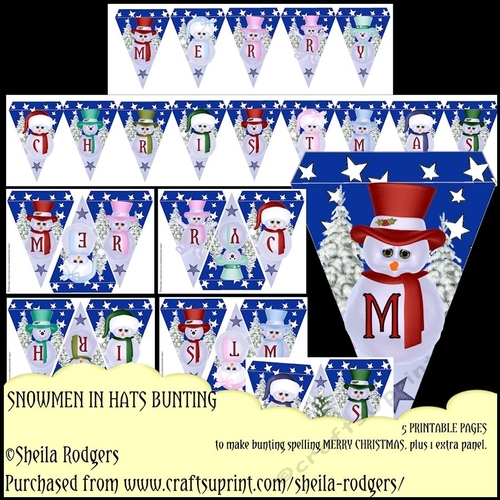 Snowmen in Hats Bunting