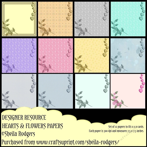 Designer Resource - Hearts and Flowers Papers