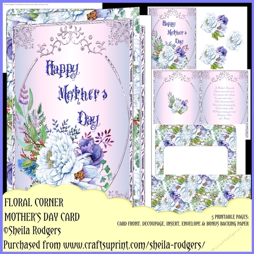 Floral Corner Mothers Day Card