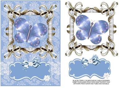 Blue Butterfly on Brocade