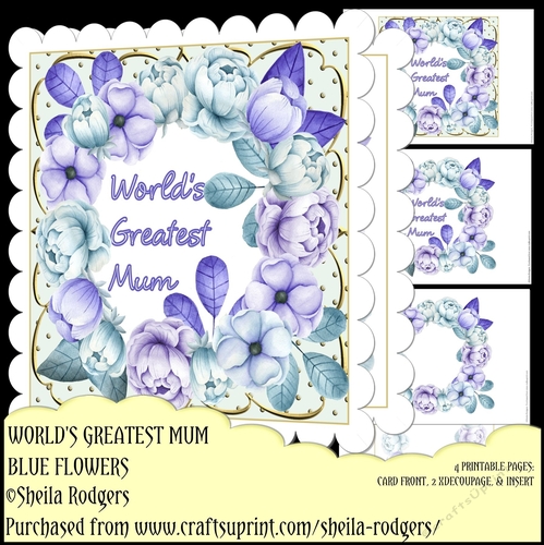 Worlds Greatest Mum Blue Flowers
