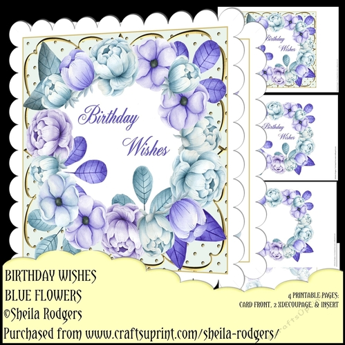Birthday Wishes Blue Flowers