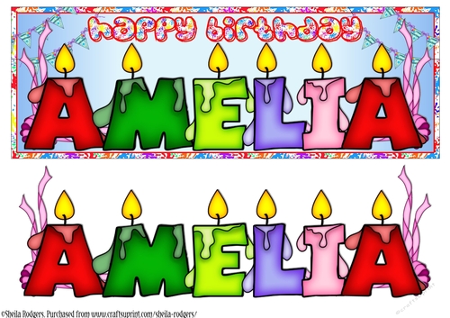 BIRTHDAY CANDLES NAMES - AMELIA
