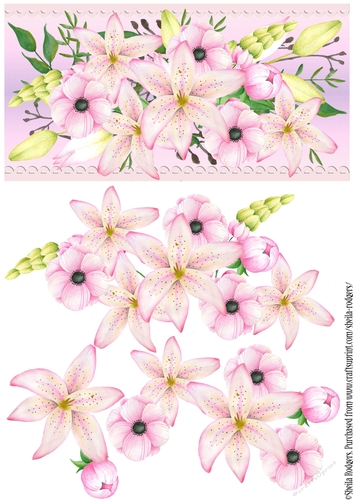 Pink Lilies and Peonies