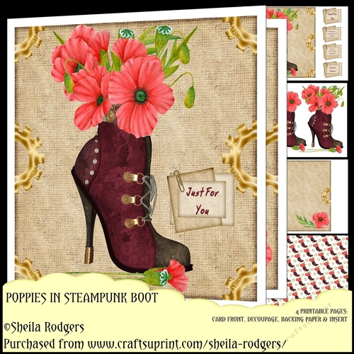 Poppies in Steampunk Boot