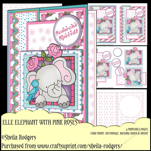 ELLE ELEPHANT WITH PINK ROSES