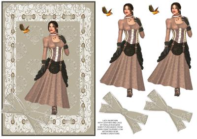 Lady in Brown with Leather and Lace