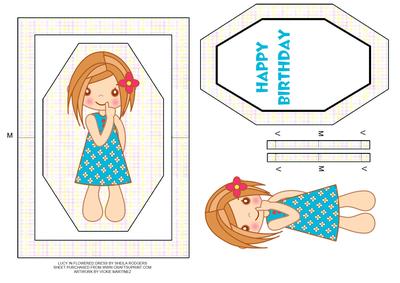 Lucy in Flowered Dress Spinner Card