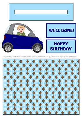 Boy in Blue Car Penny Slider