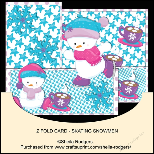 Z FOLD CARD - SKATING SNOWMEN