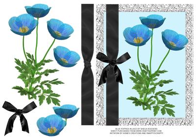 Blue Poppies in Lace Frame