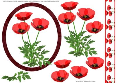 Red Poppies 2 in Oval