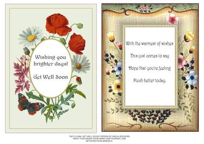 Two Floral Get Well Soon Toppers