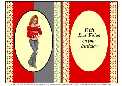 Teenage Girl with Lace Oval Fold Back