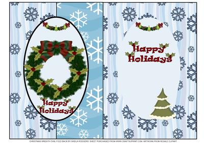 Christmas Wreath Oval Fold Back