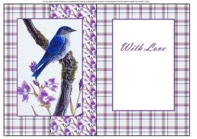 Blue Bird with Purple Flowers